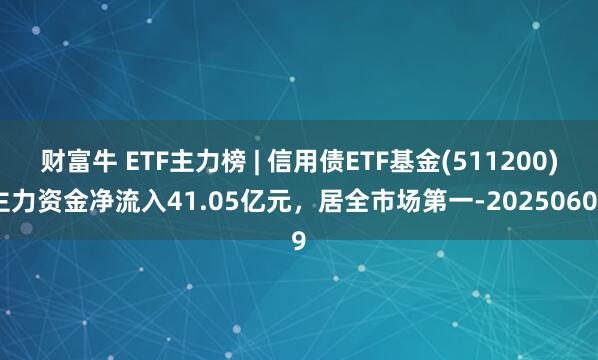 财富牛 ETF主力榜 | 信用债ETF基金(511200)主力资金净流入41.05亿元，居全市场第一-20250609